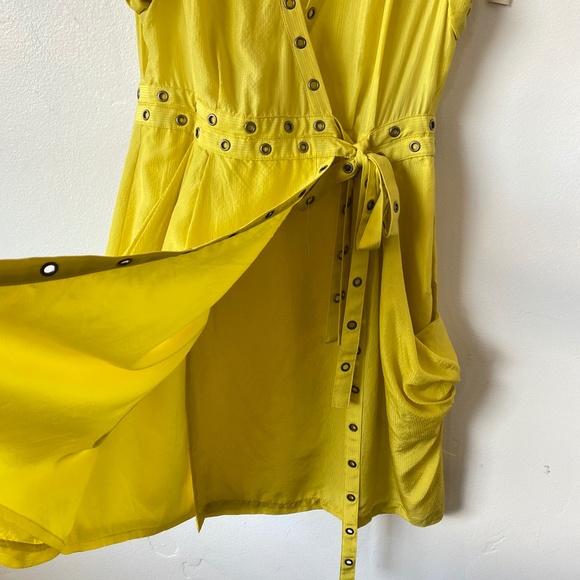 Nanette Lepore Yellow Silk Wind Swept Wrap Dress - Picture 9 of 15